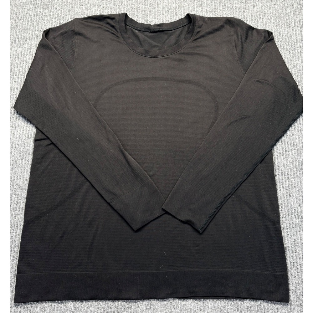 Lululemon Swiftly Tech Long Sleeve Shirt Black Crew Neck Activewear Top size 12
